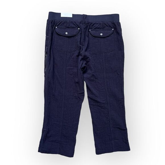 Chico's Crinkle Cotton Joggers Relaxed Pants Coastal Roll Tab 2.5 / L / 14 NEW - Picture 3 of 10